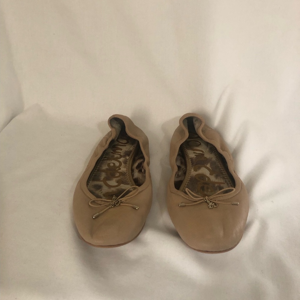 Sam Edelson Taupe Genuine Leather 8.5M Flat Shoes - Picture 3 of 5